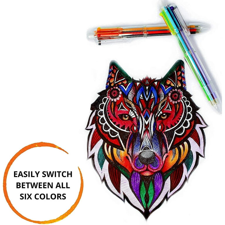 Hieno Supplies Multicolor Pens - 24 Pack of 6-in-1 Ballpoint Pens - 6 Vivid  Colors in Every Pen