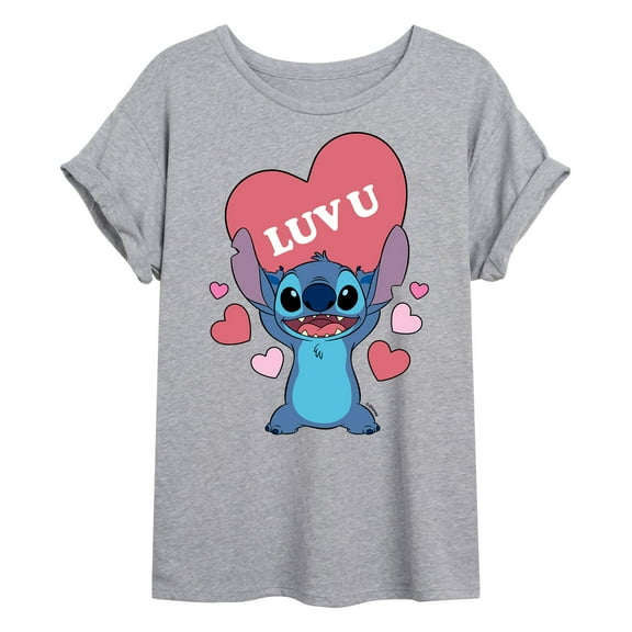 Lilo & Stitch - Valentine's Day Stitch Luv U Heart - Women's Oversized T-Shirt