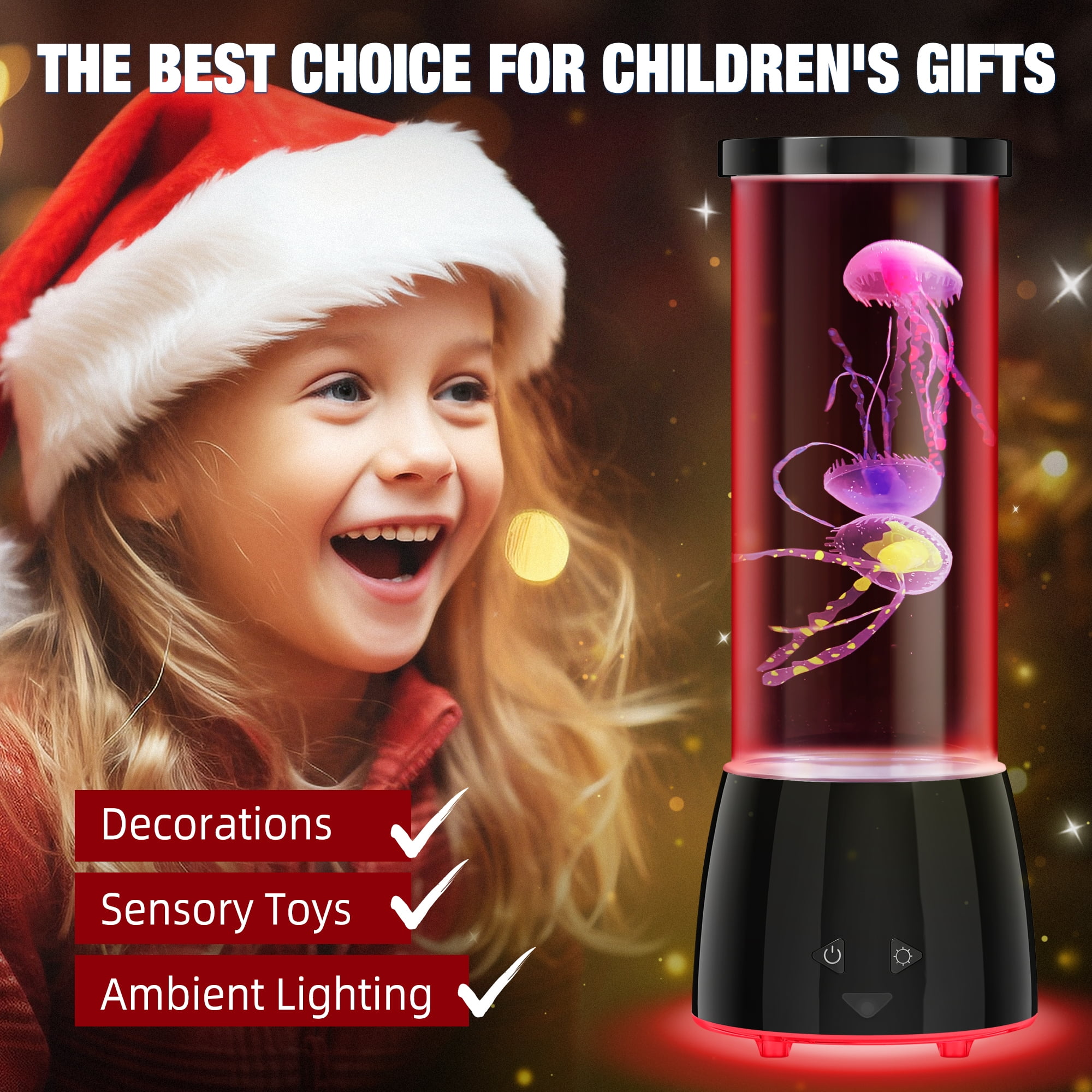 Jellyfish Lamp, Guardwee Jellyfish Aquarium Sensory Mood Table Lamp with 17 Color Changing Modes - Remote Control & USB Rechargeable for Bedroom/Office, Christmas/Birthday Gifts for Kids/Adults