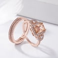 thumbnail image 3 of 2Pcs/Set Ladies Rings Shiny Faux Crystal Rose Golden Alloy Ring Elegant Jewelry Accessories Fashion Micro-Inlaid Square Rhinestones Rings Engagement Gift, 3 of 7