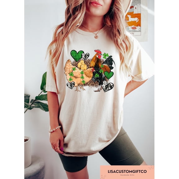 Selvi Irish Chicken T-Shirt St Patrick’s Day Graphic Tee for Animal Lovers, Full size S-5XL