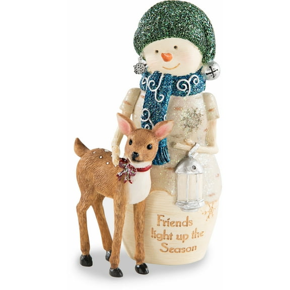 Pavilion Gift Company Pavilion-Friends Light Up The Season-5 Inch Collectible Figurine 5" Snowman with Deer, Beige