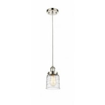 916-1P-PN-G513-Innovations Lighting-Bell - 1 Light Cord Hung Mini Pendant In Industrial Style-10 Inches Tall and 5 Inches Wide-Polished Nickel