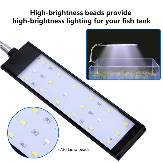 27 LED 10W Tanque De Peces En Luz, Carcasa De Aleación De Aluminio Con Control De Interruptor, Iluminación Azul Luces De Acuario Para Tanques De Espesor De 25mm