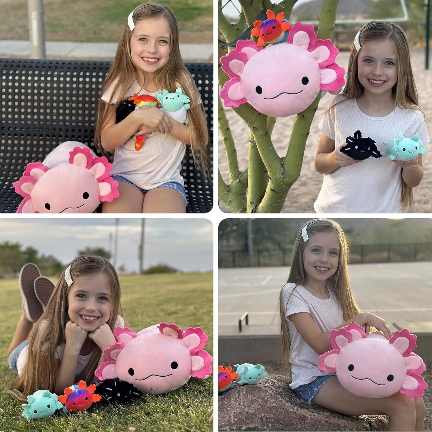 MaoGoLan 23.5" Giant Axolotl Stuffed Animals with 3 Babies Inside Large Axolotl Plush Toy