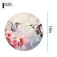 thumbnail image 2 of 14 Inch Wall Clock Battery Operated Silent Clock Decorative for Office, Kitchen, Outdoor, Living Room，Watercolor Painting Hummingbird Couple Flight Flowers Design, 2 of 4