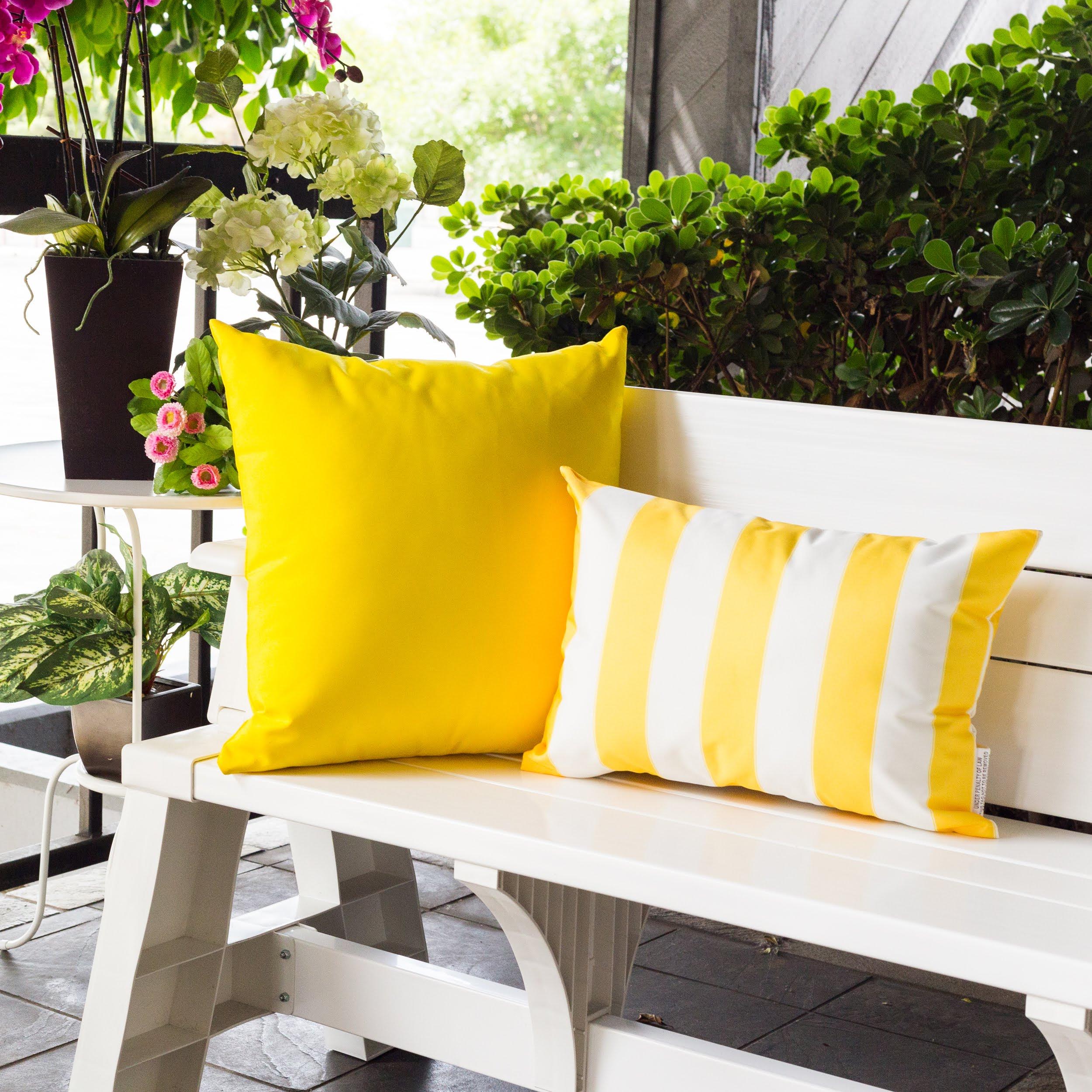 Riley Yellow Rectangular Outdoor Throw Pillow