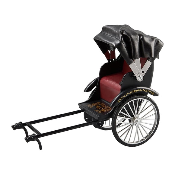 Modelo de rickshaw de aleación, recuerdo creativo, triciclo robusto, artesanía, metal coleccionable Rickshaw negro
