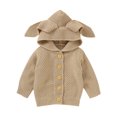thumbnail image 1 of Xingqing Infant Toddler Baby Girls Solid Color Rabbit Ear Long Sleeve Knitted Hooded Coat, 1 of 10