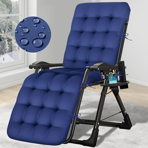 Outdoor Lounge Chair Cushions, Chaise Lounge Cushions for Outdoor Furniture, Waterproof Zero Gravity Chair Cushion 71 x 21 x 4 Inches (Blue)$$Garden & Patio