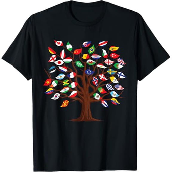 Premium model-Unisex-100% cotton-Flags of Countries of the World international flag tree kid T-Shirt