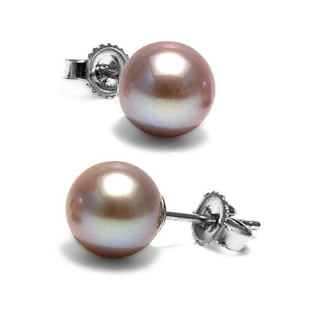 PurePearls Lavender Cultured Freshwater Pearl Stud Earrings, 7.5-8.0mm, 14K Gold