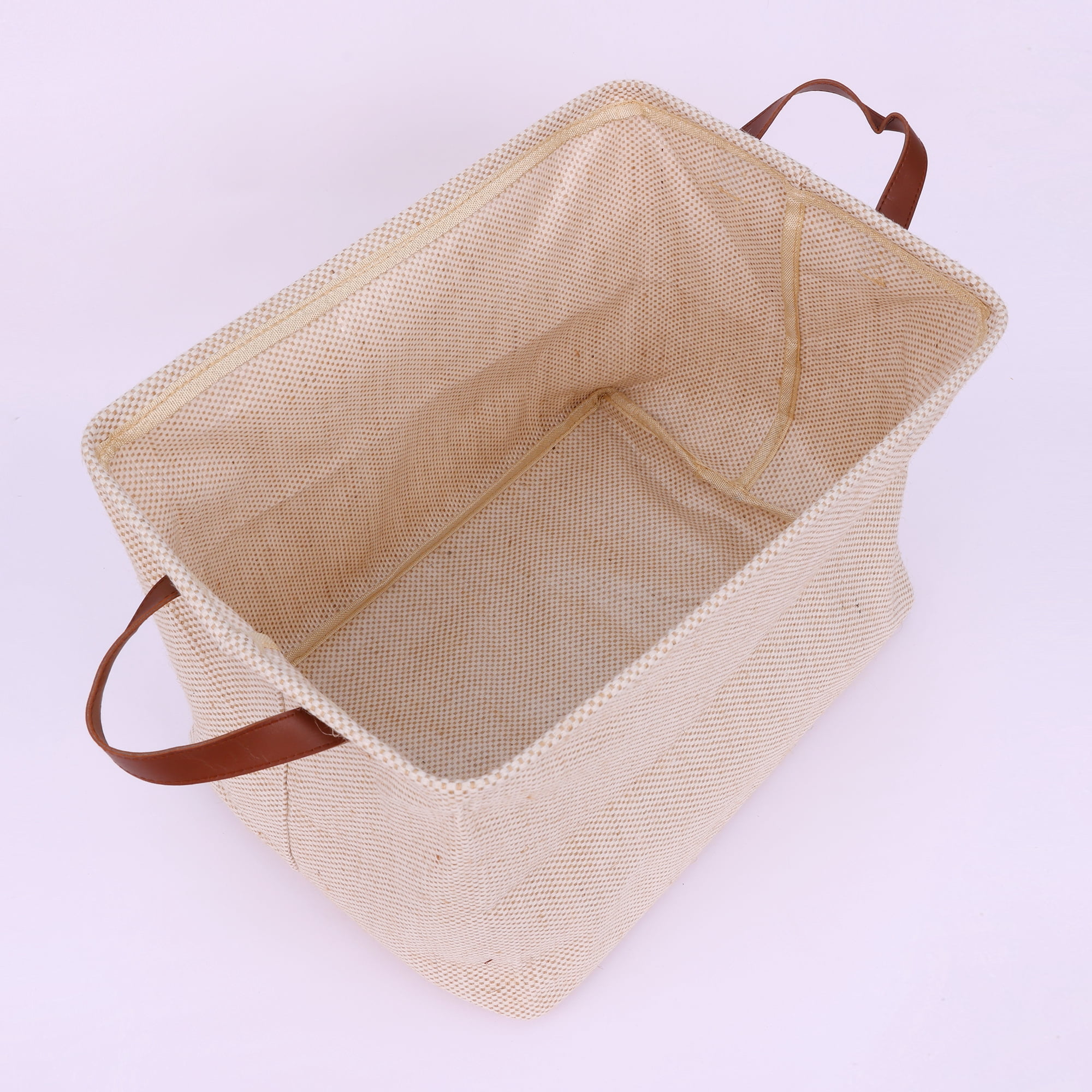 Unique Bargains Fabric Storage Cube Storage Bin Storage Basket Beige Dot