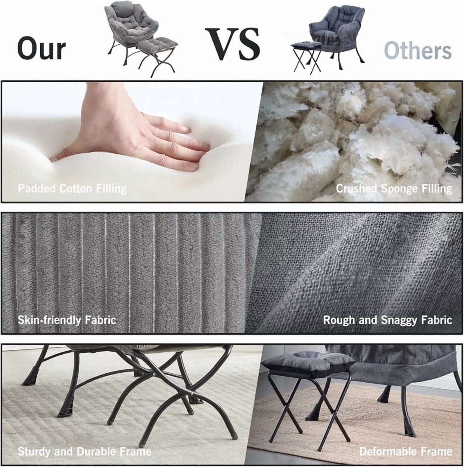 Lazy Chair with Ottoman, Modern Lounge Accent Chair with Armrests and a Side Pocket, Leisure Upholstered Sofa Chair Reading Chair with Footrest