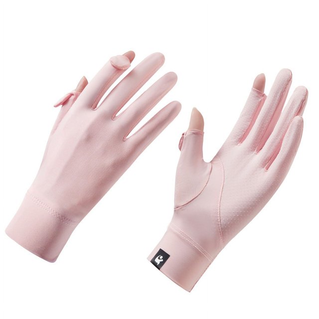 Guantes de protección solar para mujer, de verano, para exteriores, protección solar, finos, transpirables, antideslizantes, de hilo crudo, con fugas en los dedos, guantes deportivos para montar
