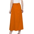 thumbnail image 3 of Women's Cotton A-line Button Front High Waist Front Slit Knee Length Skirt, Color : Orange, Size: S, 3 of 6