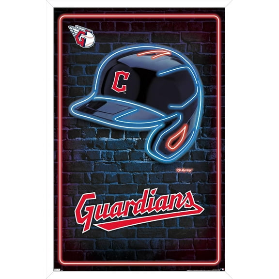 MLB Cleveland Guardians - Neon Helmet 23 Wall Poster, 14.725" x 22.375" Framed