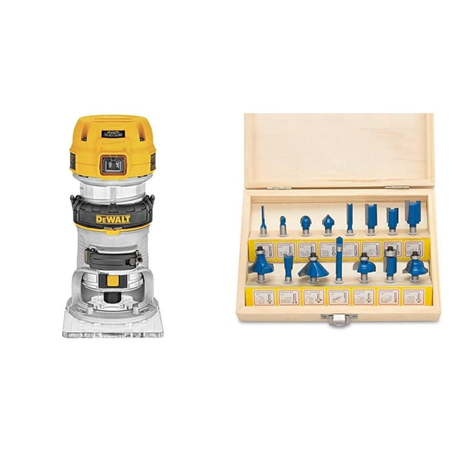Enrutador DEWALT DWP611 de base fija de 1.25 HP con 15 bits de enrutador