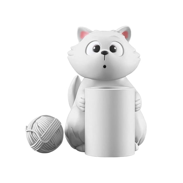 Organizador de portalápices, escultura de estatua de gato, figurita, maceta, decoración artística, cubo de almacenamiento de lápices para centros de Blanco Gloria Titular de la pluma