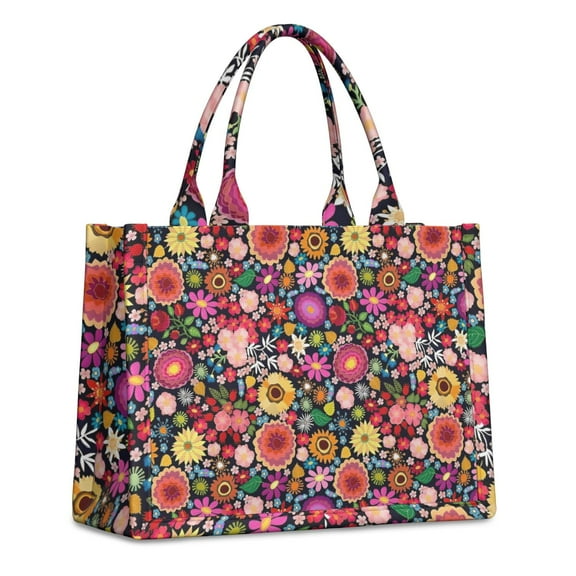 Large Capacity Tote Bag,Pioneer Flower Floral Print Pattern Handbag Fashion Luxury Tote Bag,15.7"x13"x 5.1" Inches,Laptop Compatible