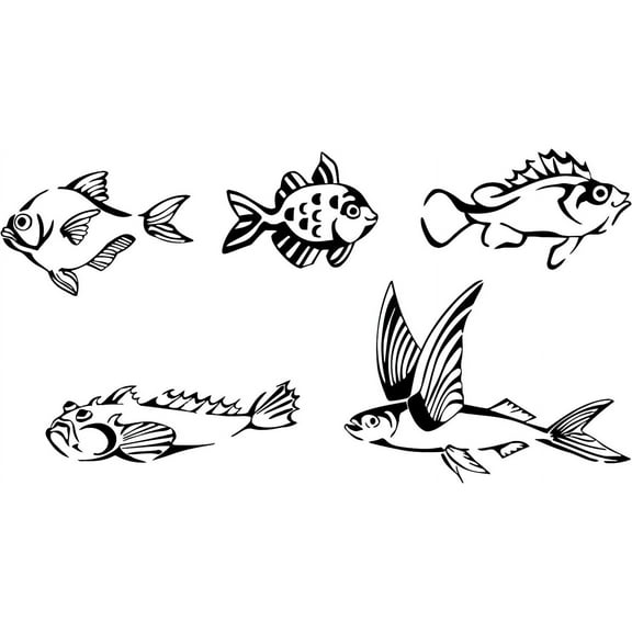 Wall Decal Bathroom Fishing Club Marine Ocean Sea Fish Vinyl Decor