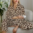 thumbnail image 6 of Pajamas for Women Set - Leopard Print-2 Comfy Long Sleeve Button Up Pajama Sets for Women 2 Piece, Soft Sleepwear Nightwear Pjs Lounge Sets for Women with Pockets, 6 of 6
