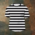 thumbnail image 2 of hlysgo Mens Striped T-Shirts Summer Casual Round Neck Short Sleeve Tees Shirts for Men Comfy Soft Waffle Knit Going Out Pullover Tops Black,Size XXXXL, 2 of 6