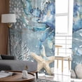 thumbnail image 4 of Teal Coastal Crab Sheer Curtains 96 Inches Long 2 Panels Set, Window Sheer Curtains for Living Room/Bedroom, Nautical Starfish Coral Summer Light Filtering Rod Pocket Curtain 52'' x 96'' x 2, 4 of 7