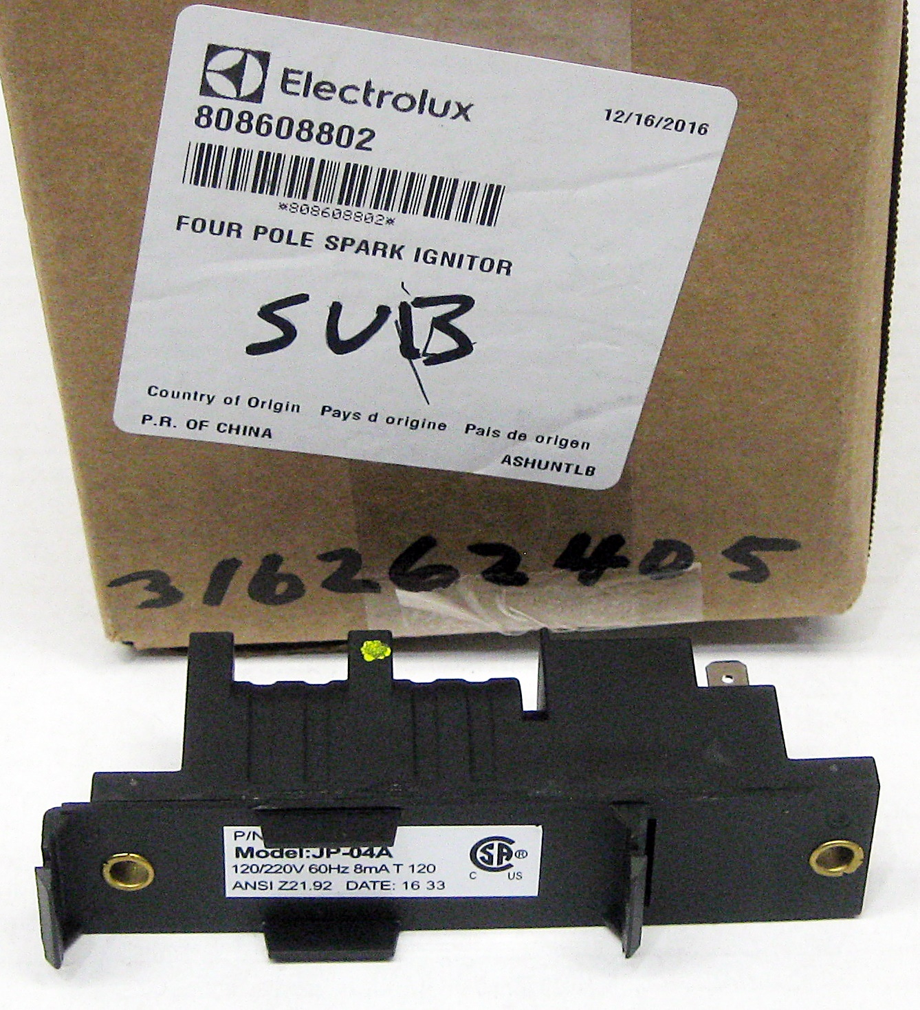 Electrolux Frigidaire Gas Oven Spark Ignition Module 808608802