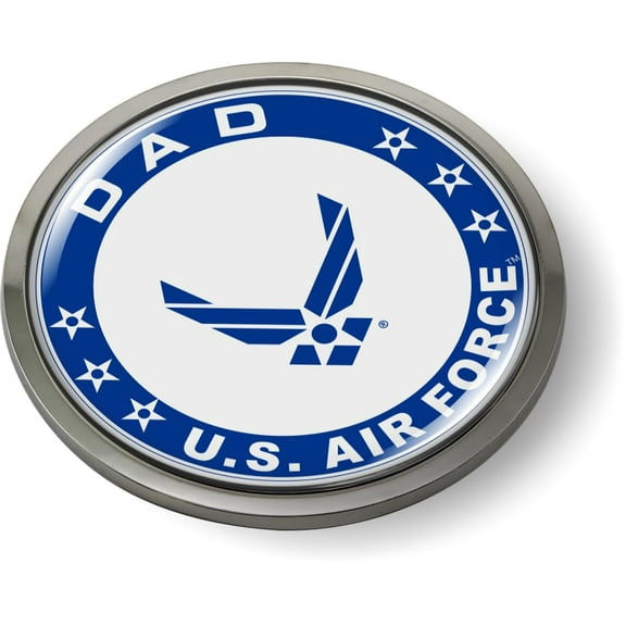 [Officially Licensed Product] - U.S. Air Force Proud Dad 3D Domed CAR Emblem Badge Sticker Round
