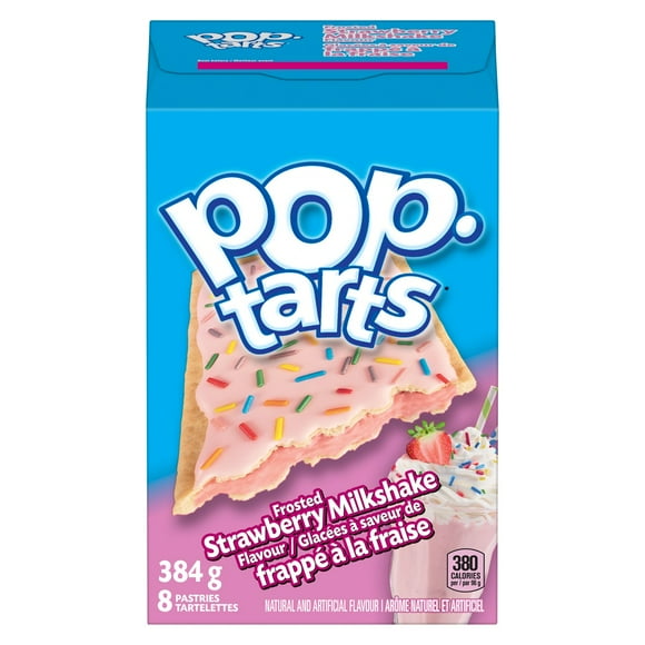 Pop-Tarts® Frosted Strawberry Milkshake Flavour Pastries, 384 g, 8 Pastries, PT STRWBRRY MLKSHK PSTRS 384GMX12