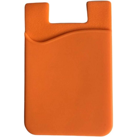 Card Holder Silicone Case for Xiaomi Universal Credit Card ID Card Stick-On Adhesive Mobile Phone Pocket Card Cash Holder(Orange)