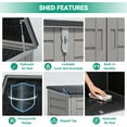 thumbnail image 5 of 51 Cu Ft Outdoor Storage Shed, Resin Storage Cabinet with Door & Lock, Multi-Purpose Outdoor Shed for Garbage Cans, Garden Tools, Bikes, Easy to Assemble, Gray, 5 of 8
