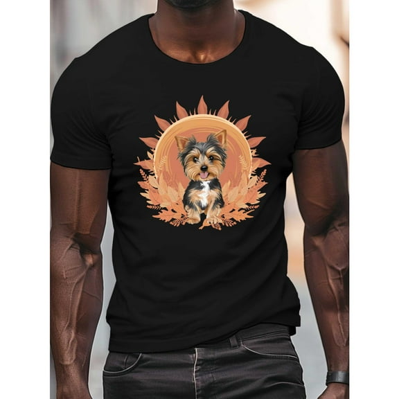 Mens Yorkshire Terrier Graphic Dog Lover Tee T Shirt Tops Short Sleeve Round Neck Black S-5XL