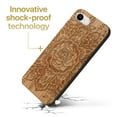 thumbnail image 3 of Case Yard Wooden Case Outside Soft TPU Silicone, Slim Fit Shockproof Wood Protective Phone Cover for Girls Boys Men and Women, Supports Wireless Charging Rose Flower Design case for iPhone-SE, 3 of 7