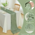 thumbnail image 5 of Gallickan Table Runner Decor, 1.1 X 13 FT Dusty Wedding Party Accent, Birthday Dining Cloth, Long Rectangular Cover, Green, 5 of 6