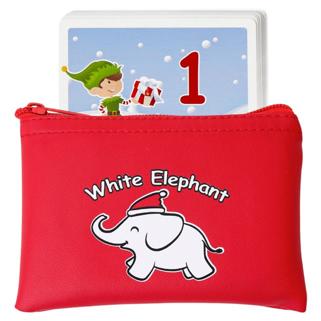 Apostrophe Games Juego De Tarjetas De Elefante Blanco 50 Tarjetas Temáticas Navideñas Y Bolsa De Transporte Juego De Tarjetas De Intercambio De Elefante Blanco