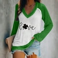 thumbnail image 2 of Pompotops Blouse Décontractée pour Femmes Imprimée pour la Saint-Patrick Manches Longues Col en V, 2 of 6