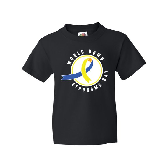 Inktastic World Down Syndrome Day with Yellow and Blue Ribbon Youth T-Shirt