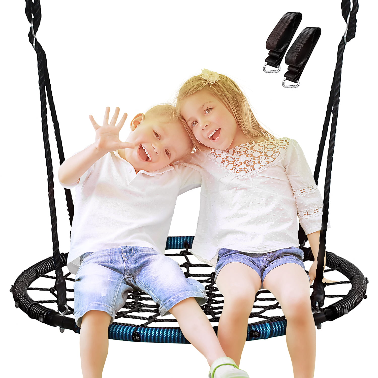 Bonus Spinner Easy Hang 100% Waterproof Easy Picture Instructions - Heavy Duty Carabiner Carry Bag Included! Perfect for Tire and Saucer Swings 12FT Tree Swing Strap X1 Holds 2200lbs 
