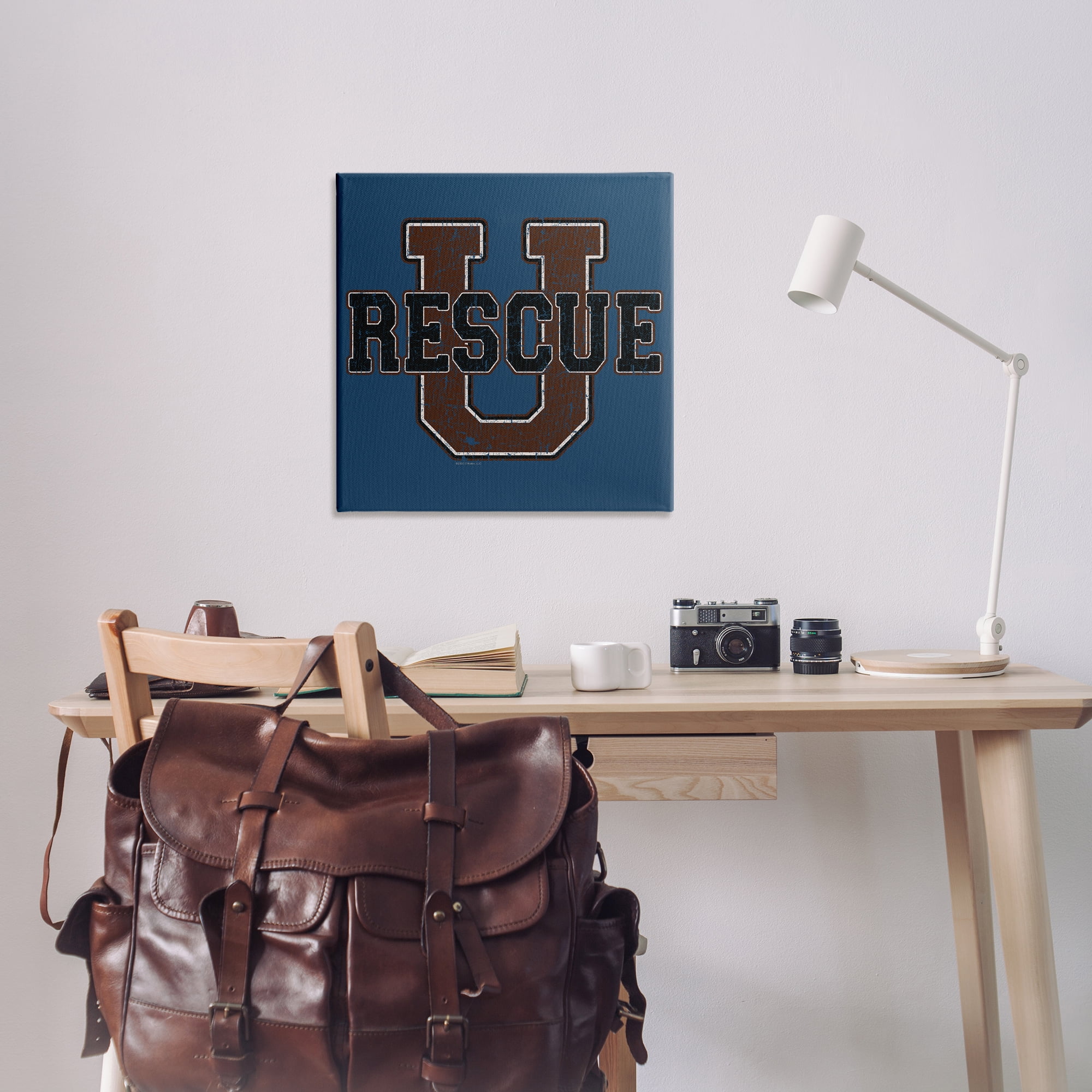 Stupell Industries Rescue U Vintage Varsity Novelty & Humor Painting Wrapped Canvas Art Print Wall Art, 30 x 30