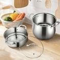 thumbnail image 3 of Costway 2-Tier Steamer Pot Saucepot Stainless Steel w/ Tempered Glass Lid, 3 of 10