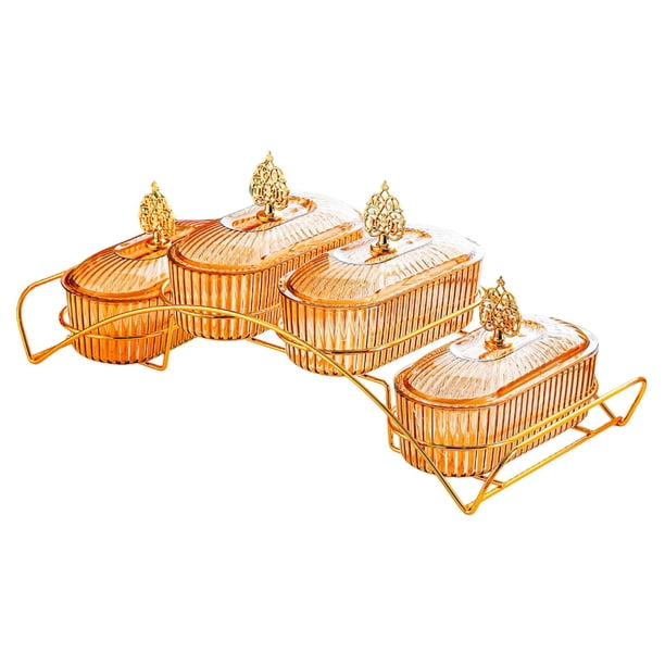 Plato de frutos secos, platos para aperitivos con tapa, recipiente decorativo para servir, bandeja para servir Ámbar