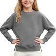 thumbnail image 4 of Girls Fleece Sweatshirt Kids Soft Crewneck Pullover Sweatshirts Long Sleeve Cute Relaxed Fit Shirts with Pocket, 4 of 6