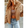 thumbnail image 1 of I AM A FASHION JUNKY Brown Zip Up Pocketed Puffer Jacket (Brown, S, 100%Polyester), 1 of 8
