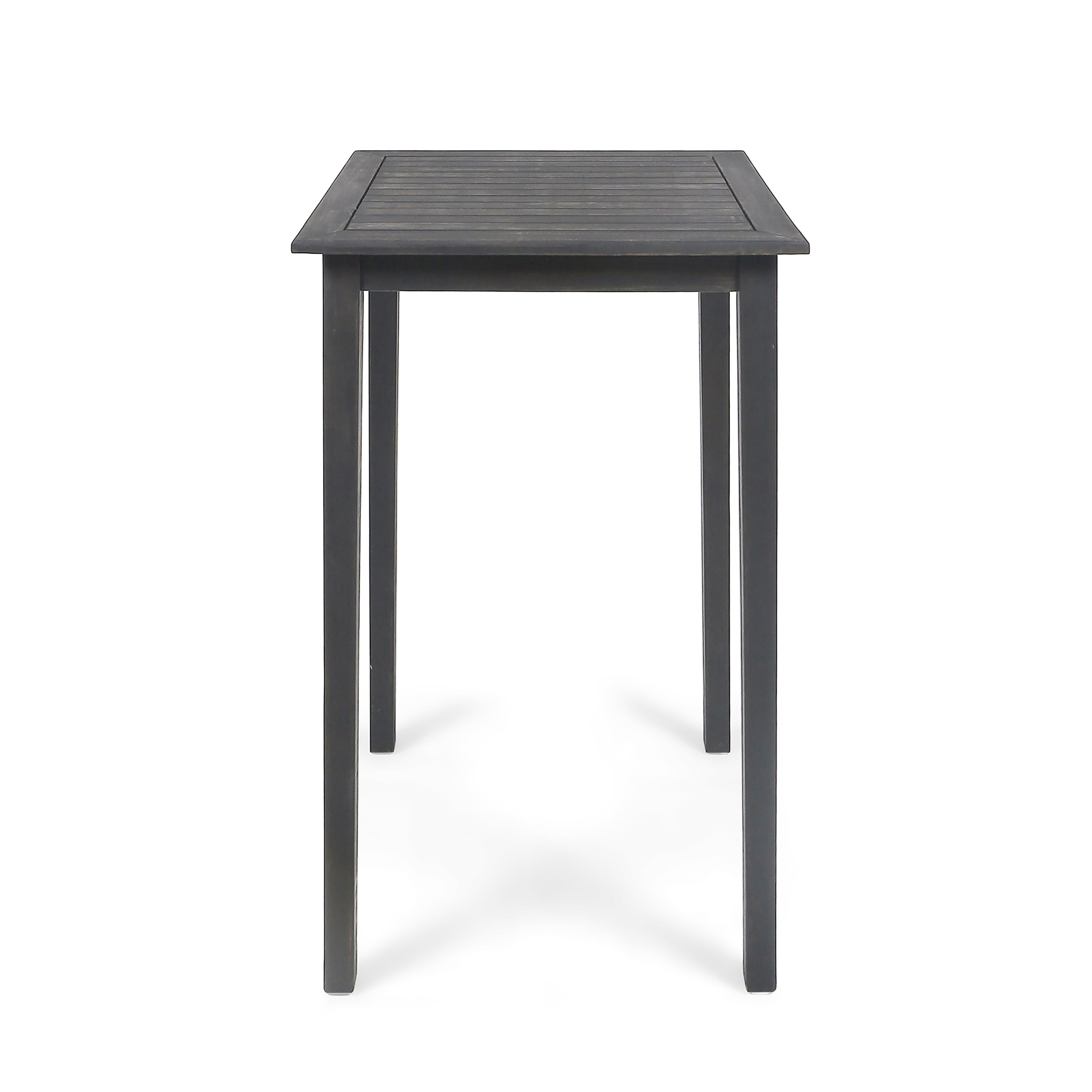 Outdoor Square Bar Height Table, Solid Acacia Wood Top for Patio Garden, Dark Gray