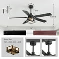 thumbnail image 2 of ALKAFY 52 inch Matte Black Ceiling Fan with Lights - 5 Dual-Sided Blades, 6 Speeds, Remote, for Bedroom & Living Room, 2 of 8