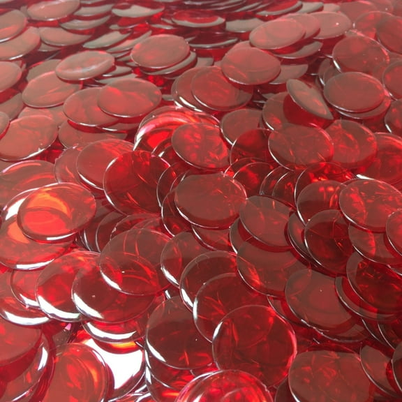 MR CHIPS Bingo Chips 3/4 inch Size - 1,000 Counting Bingo Chips in Transparent Red Color - Versatile Counting Chips for Classroom Activities & Board Games