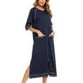 thumbnail image 6 of Yuzhih Women Zipper Robe 3/4 Sleeves Loungewear Nightgowns Full Length Sleepwear Pockets Housecoat Long Soft Bathrobe PJs Womens Clothes, 6 of 6