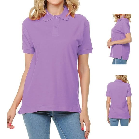 FRESH TEE Women's Adult Unisex 100% Cotton Classic Fit Polo Shirt Short Sleeve for Daily Work School Uniform (Small, Lavender)…